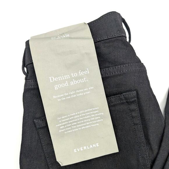 Everlane Women's The Mid Rise Ankle Skinny Jeans Stretch Zip Fly Black Size 26 - Picture 3 of 13
